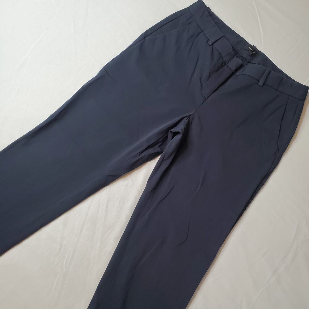 Theory Women's Size 8 Treeca Classic Mod Twill Slim Leg Pants Navy Blue